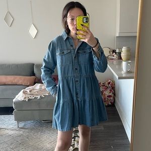 Free People denim tiered dress